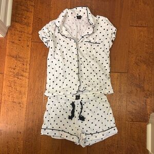 J. Crew White and Black Polka Dot Pajama Set